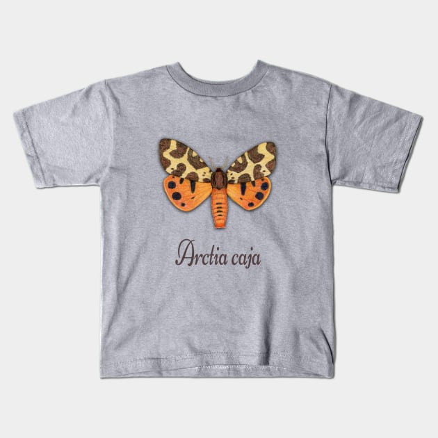 Garden tiger moth illustration Kids T-Shirt by Bwiselizzy